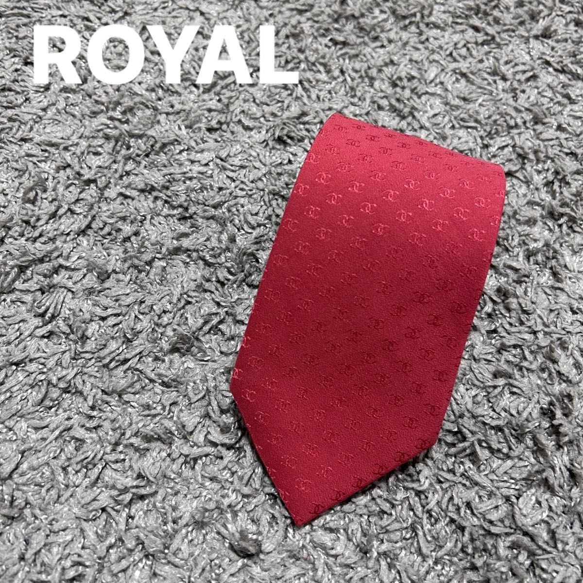 ROYAL ネクタイ　メンズ　小物　赤色　シルク　絹　柄フォーマル　結婚式　お洒落 ビジネス