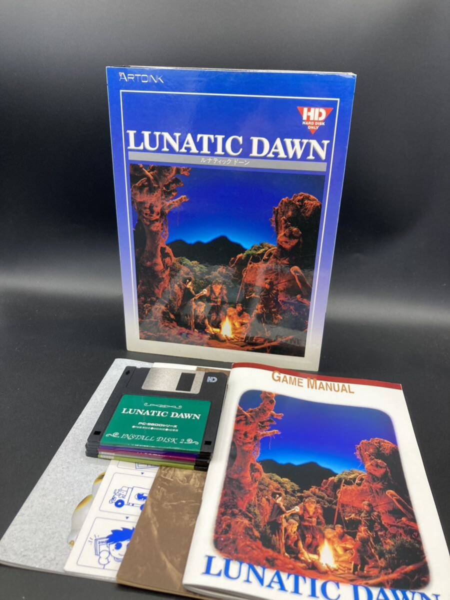 LUNATIC DAWN ルナティック　ドーン　PC-9800 レトロ　レトロゲーム　ゲーム　FD フロッピー　ARTDINK 3.5' 2HD 箱説明書付き_画像1