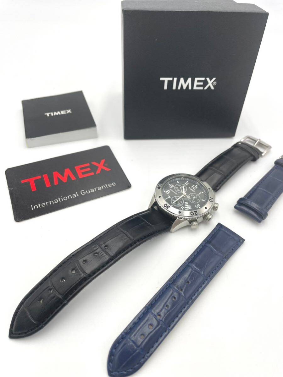 ★タイメックス ★ TIMEX クォーツT2M706 グレー系文字盤 デイト クロノグラフ メンズ腕時計 電池新品_画像1