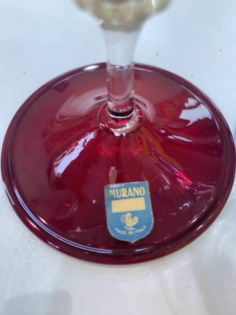 ソ）ムラーノ ベネチアングラス ワイングラス MURANO ペア 未使用保管品 箱なしの画像4