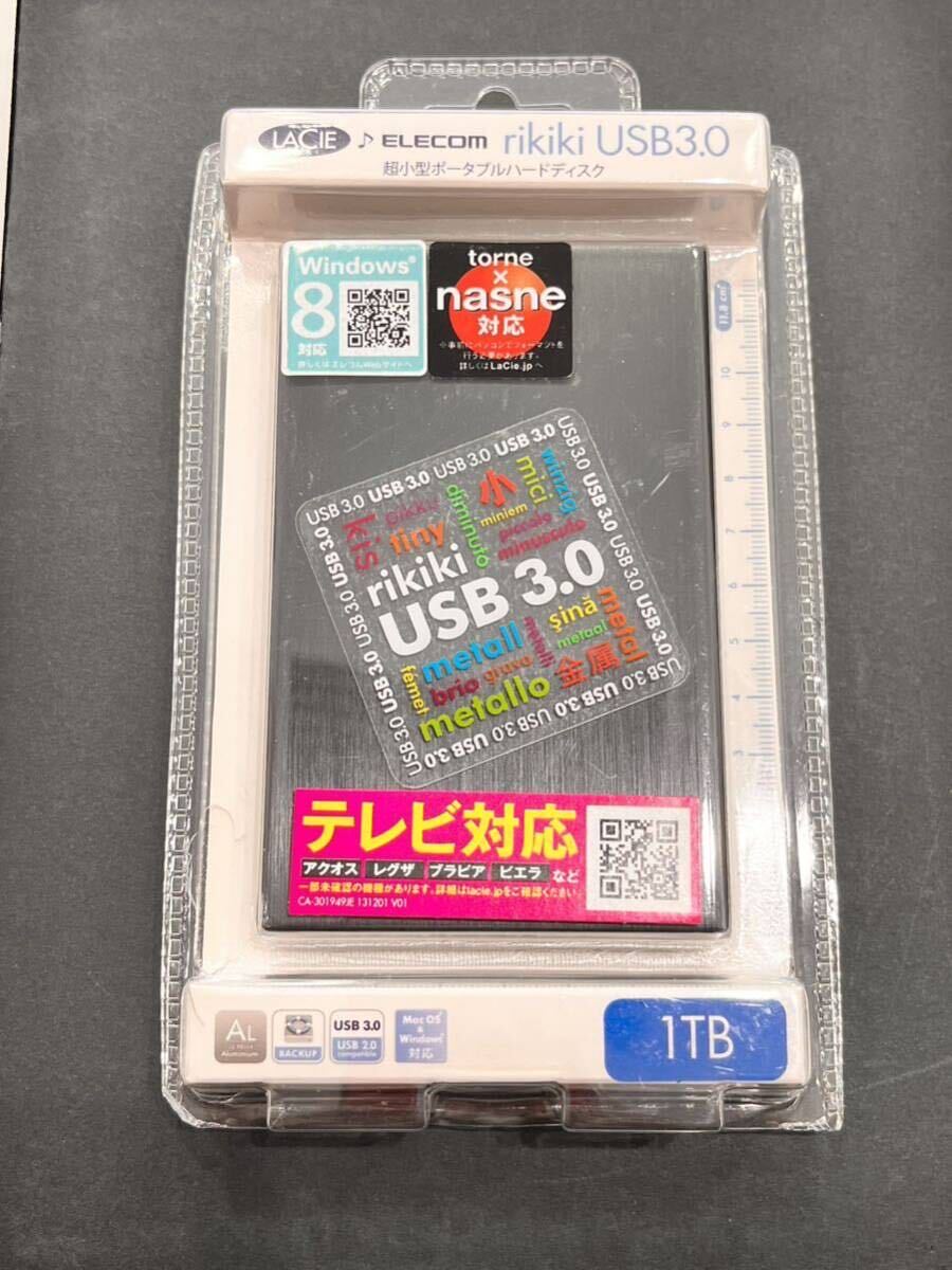 パ) ELECOM エレコム rikiki USB3.0 超小型ポータブルハードディスク 1TB LCH-RK1TU35 LACIE 未開封 現状品の画像1