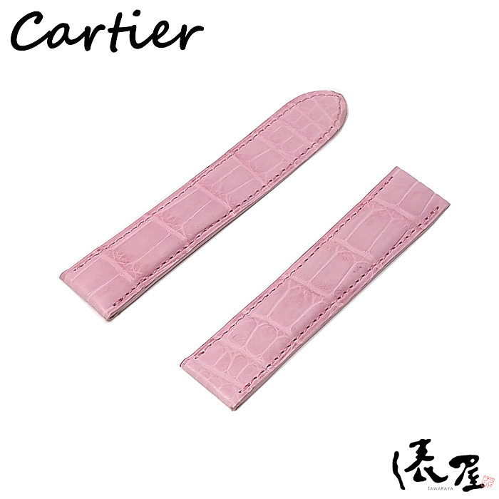【希望者のみラッピング無料】 ピンク 18.5mm 【カルティエ】純正ベルト 美品 PR50052 俵屋 Cartier ベルト、ブレスレット