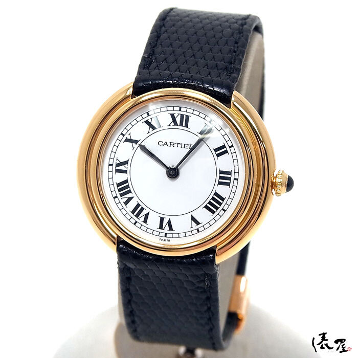 [ Cartier ] international permanent written guarantee K18 Vendome ellipse LM hand winding OH settled pure gold 750 Vintage lady's clock Cartier. shop 