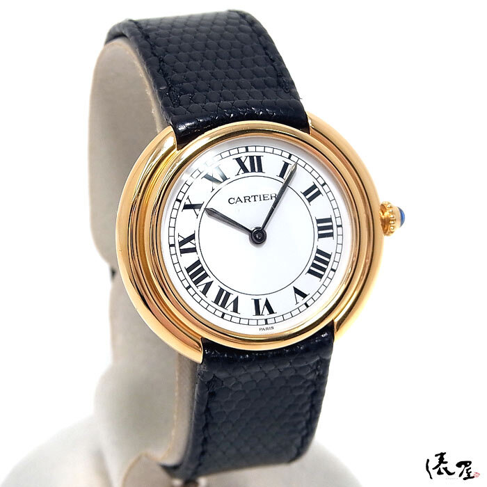 [ Cartier ] international permanent written guarantee K18 Vendome ellipse LM hand winding OH settled pure gold 750 Vintage lady's clock Cartier. shop 