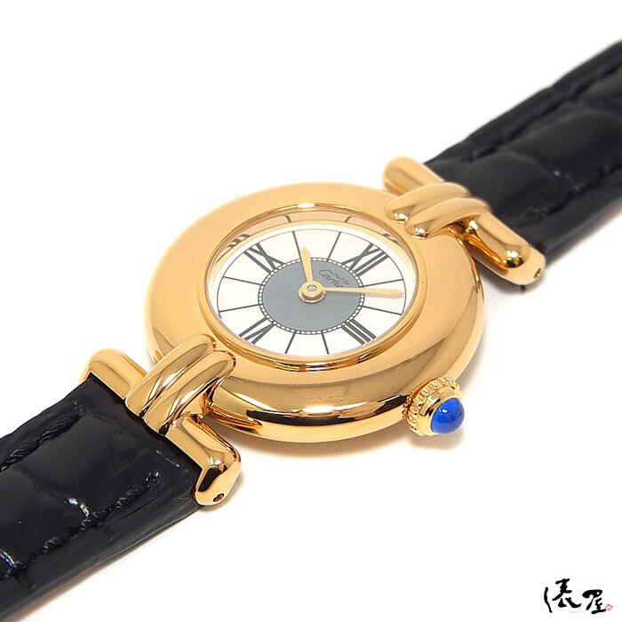 [ Cartier ] international written guarantee Must ko Rize center gray ultimate beautiful goods lady's clock Vintage ko Rize Cartier. shop 