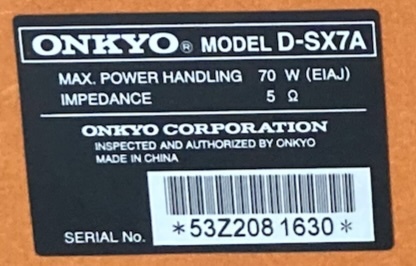 ONKYO D-SX7A オンキョー 2ウェイ バスレフ型 スピーカー左右２個セットの画像6