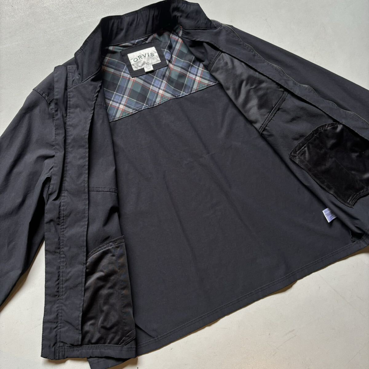 Orvis stand collar blouson “size XXL” オービス スタンドカラージャケット フルジップ 黒 ブラック ブルゾン_画像3