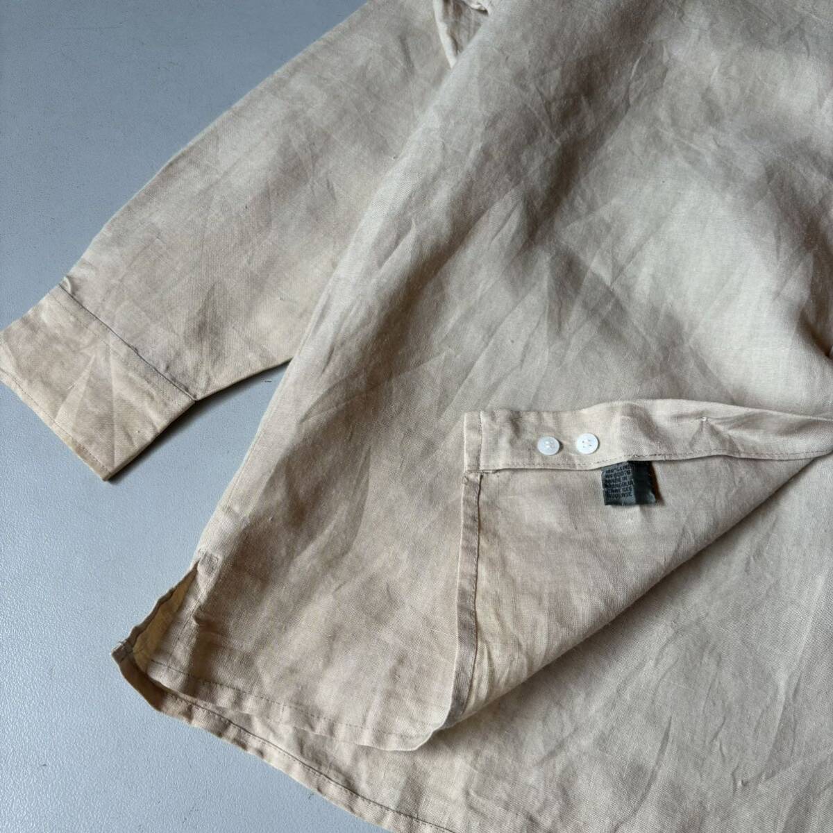 ROBERT STOCK linen band collar L/S shirt “size L” ロバートストック リネンシャツ バンドカラーシャツ 長袖シャツ_画像5