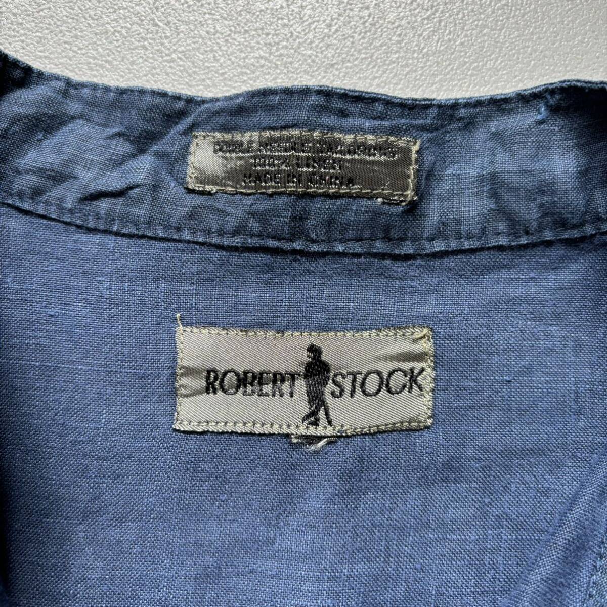 ROBERT STOCK band collar L/S shirt “indigo linen” ロバートストック バンドカラーシャツ リネンシャツ インディゴリネン 長袖シャツの画像8
