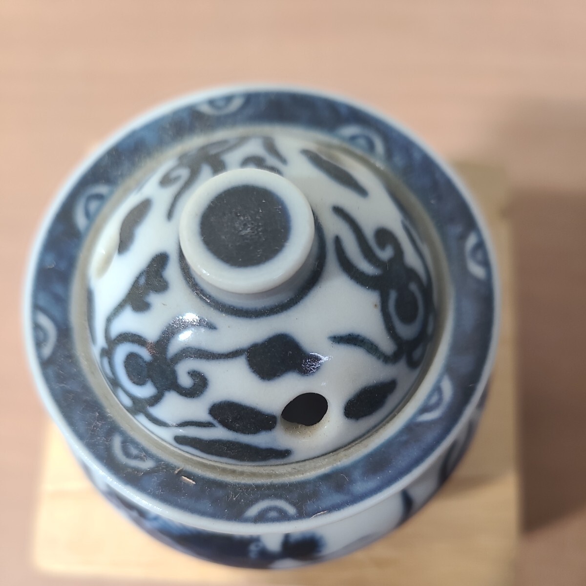  Kutani курильница чайная посуда . инструмент три пара антиквариат товар дракон синий retro 