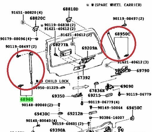 トヨタ 純正品 100系 ランドクルーザー ランクル HDJ101,UZJ100 バックドア ステーASSY 左右セット_画像2