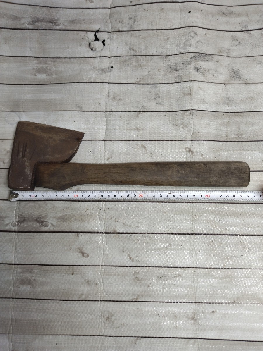 斧 薪割り 手斧 古民具 オノ 全長約36cm 刃渡り約10.5cm_画像5
