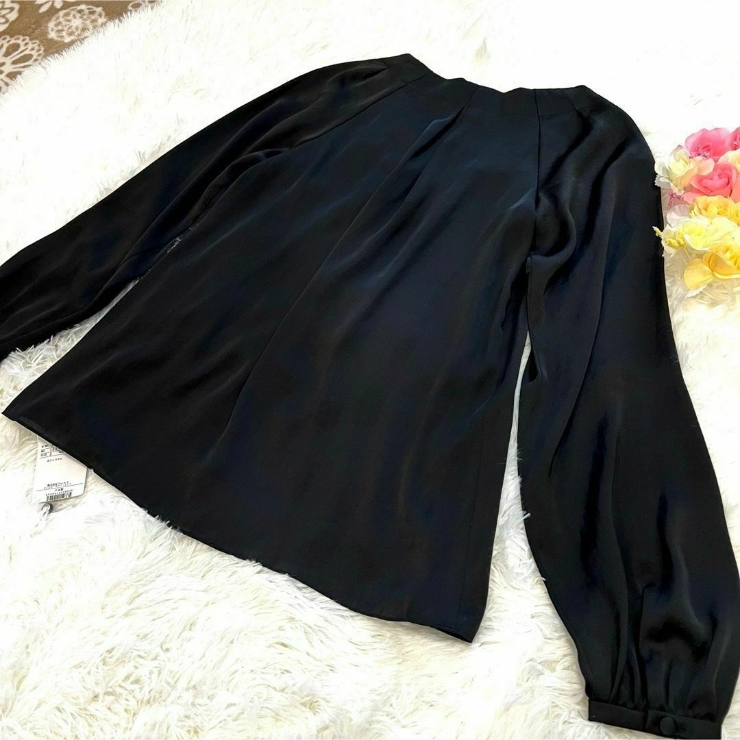  Untitled long sleeve chiffon blouse M size black new goods unused formal office lustre feeling dore-p