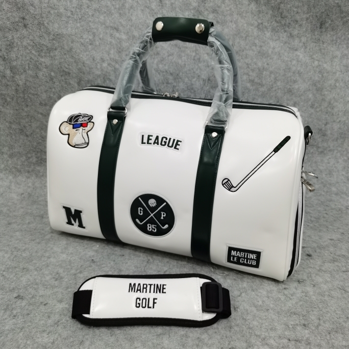 ボストンバッグ Martine Golf シューズポケット付き ショルダーバッグ スポーツ用品 2色展開 送料無料_ホワイト