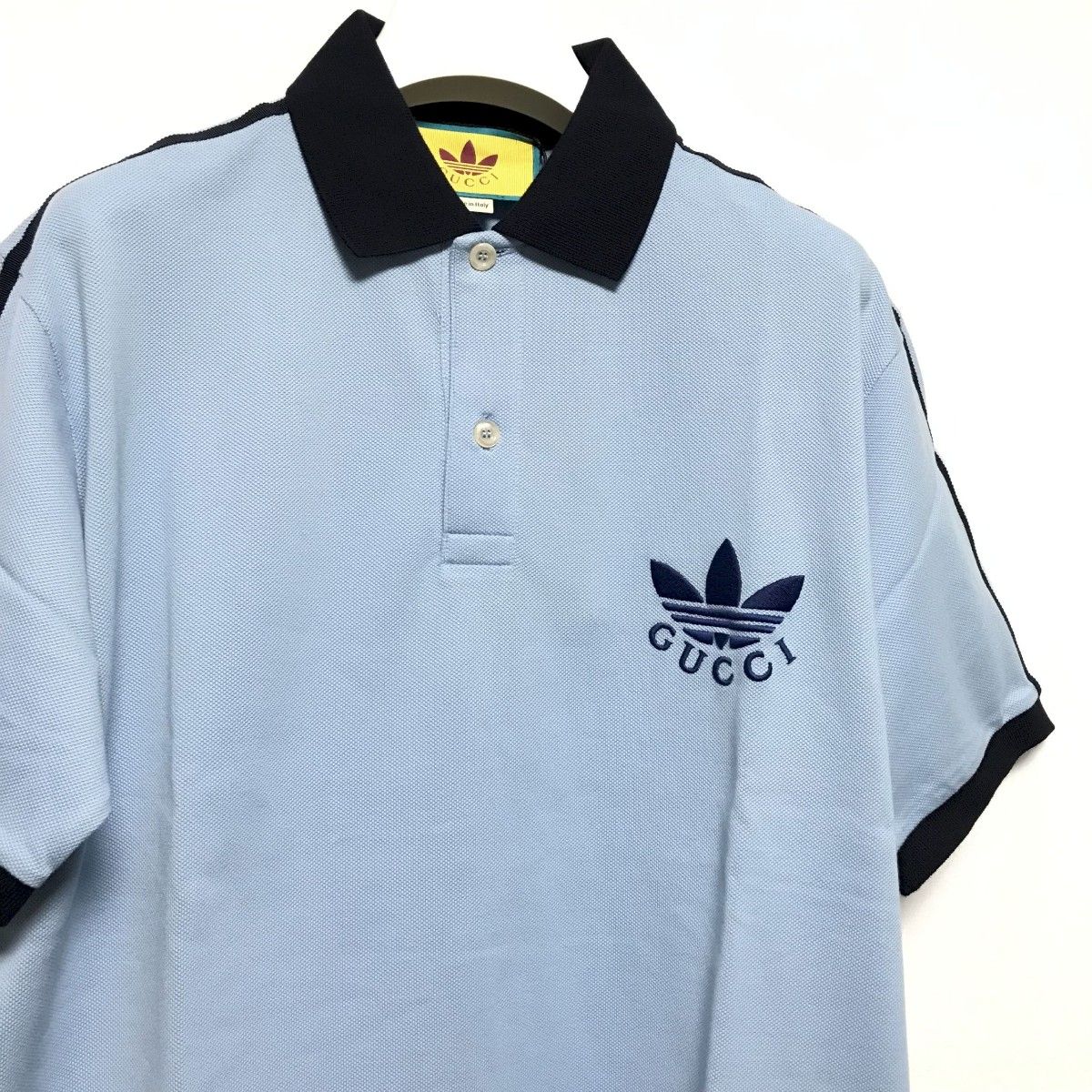 GUCCI x ADIDAS　ポロシャツ　ブルー　Ｓ　定価12万円　グッチ　アディダス　半袖Tシャツ トレフォイル　