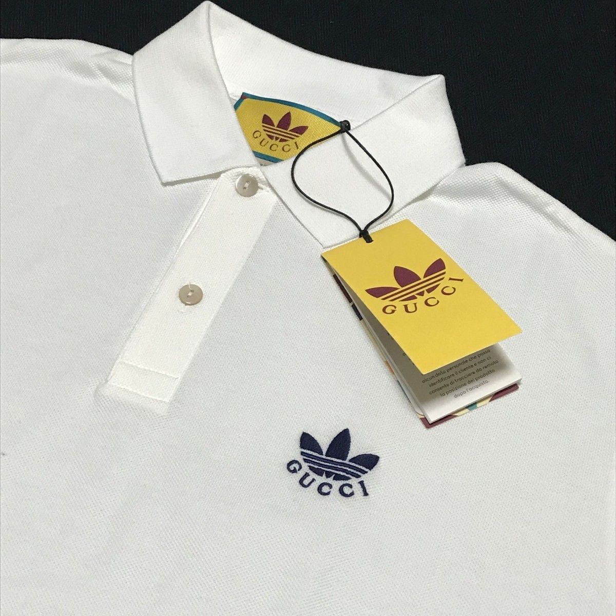 GUCCI x ADIDAS　ポロシャツ　白　Lサイズ　定価12万円　グッチ　アディダス　半袖Tシャツ トレフォイル　