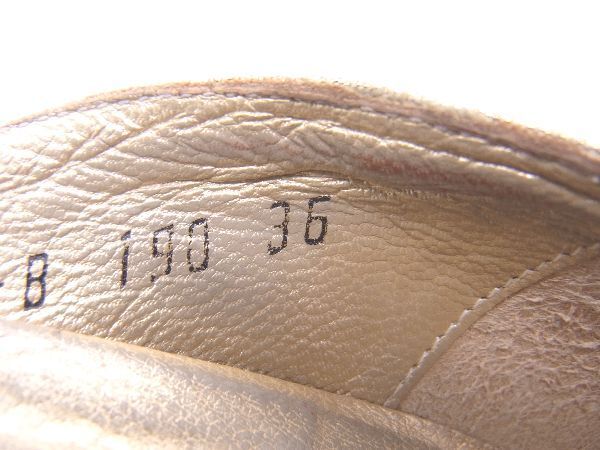 GIANNI VERSACE ジャンニヴェルサーチ キャンバス ヒール パンプス サイズ36 (約23cm) 靴 シューズ レディース ゴールド系 DD6172_画像6