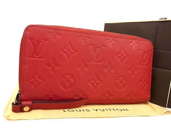 1円 ■極美品■ LOUIS VUITTON ルイヴィトン M63691 モノグラムアンプラント ジッピーウオレット 長財布 スカーレット レッド系 FC0357_画像1