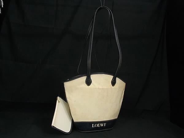 1円 LOEWE ロエベ PVC ショルダーバッグ トートバッグ レディース ベージュ系 AZ0952の画像1