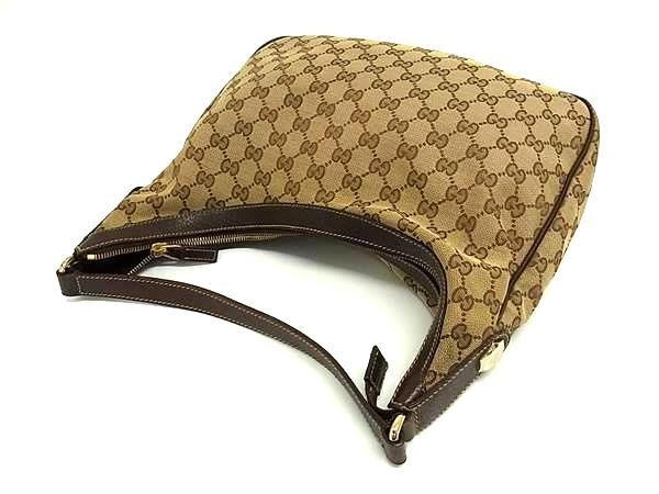 1円 ■美品■ GUCCI グッチ 153010 GG柄 GGキャンバス×レザー ワンハンドル ハンドバッグ ショルダー 肩掛けかばん ブラウン系 FC2975_画像3