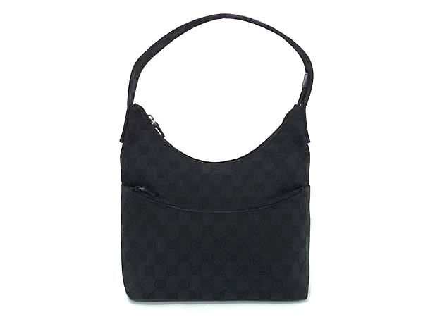 1円 ■美品■ GUCCI グッチ 001-3336 002113 GGキャンバス ワンショルダーバッグ ハンドバッグ 肩掛け レディース ブラック系 FC2781_画像1