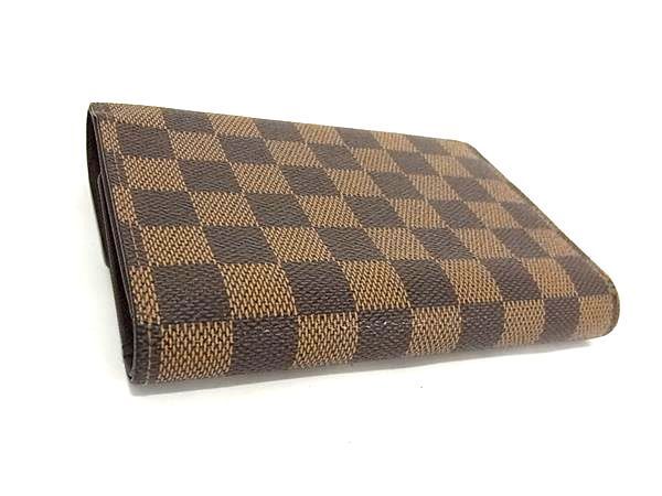 1円 ■美品■ LOUIS VUITTON ルイヴィトン N61202 ダミエ ポルトトレゾール エテュイ パピエ 三つ折り 財布 ウォレット ブラウン系 FC3657_画像2