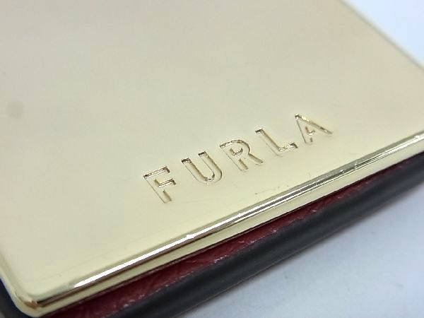 ■美品■ FURLA フルラ レザー キーホルダー キーリング バッグチャーム レディース ボルドー系×ゴールド系 DA4291_画像3