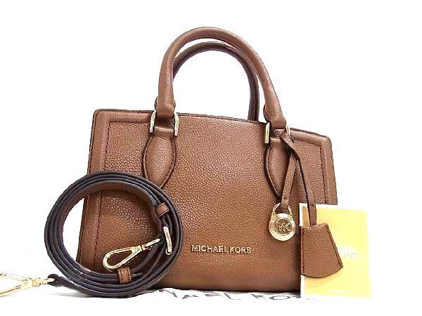 1円 ■新品同様■ MICHAEL KORS マイケルコース レザー 2WAY ハンドバッグ ショルダーバッグ 斜め掛けかばん ブラウン系 FC0474の画像1