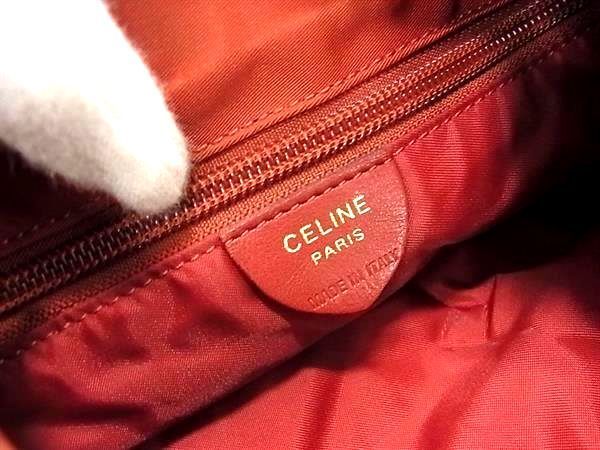 1円 CELINE セリーヌ ナイロン 巾着型 クロスボディ ショルダーバッグ ミニバッグ レディース メンズ レッド系 BF7126_画像6