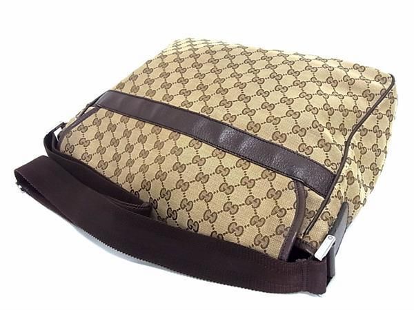 1円 GUCCI グッチ 233 052 492783 GG柄 GGキャンバス×レザー クロスボディ ショルダーバッグ 斜め掛け レディース ブラウン系 FC2345_画像3