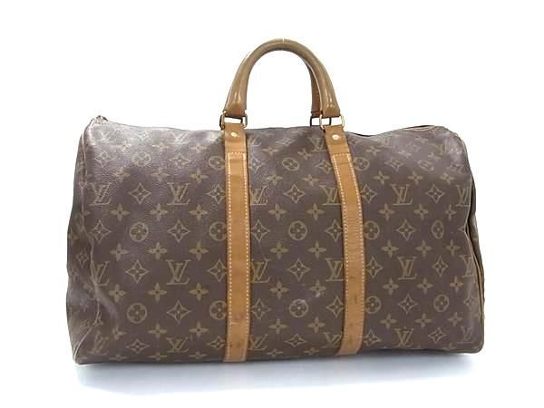 1円 LOUIS VUITTON ルイヴィトン M41428 モノグラム キーポル45 タロンジップ USA ヴィンテージ ボストン 旅行かばん ブラウン系 BJ1480_画像1