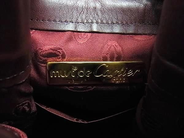 1円 ■美品■ Cartier カルティエ マストライン レザー 巾着型 クロスボディ ショルダーバッグ レディース メンズ ボルドー系 FC3007の画像6