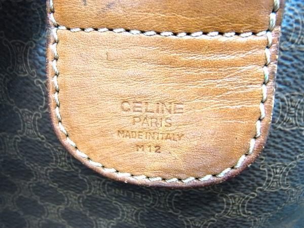 1円 CELINE セリーヌ マカダム柄 PVC ハンドバッグ ボストンバッグ 旅行かばん レディース メンズ ブラウン系 FC3021_画像6