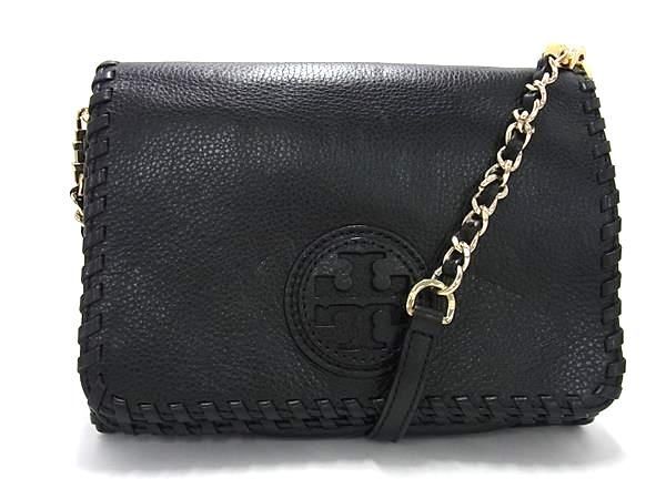 1円 ■極美品■ TORY BURCH トリーバーチ レザー チェーン クロスボディ ショルダーバッグ 斜め掛けかばん レディース ブラック系 FC3234の画像1