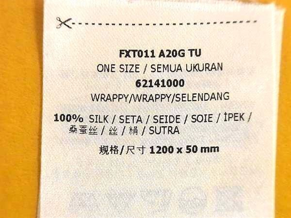 1円 ■極美品■ FENDI フェンディ ラッピー シルク100% フラワー リボンスカーフ レディース ブルー系×マルチカラー AX5382の画像4