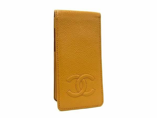 1円 ■美品■ CHANEL シャネル キャビアスキン iPhone5/5S 対応 アイフォンケース スマホケース レディース ブラウン系 BK0327_画像1