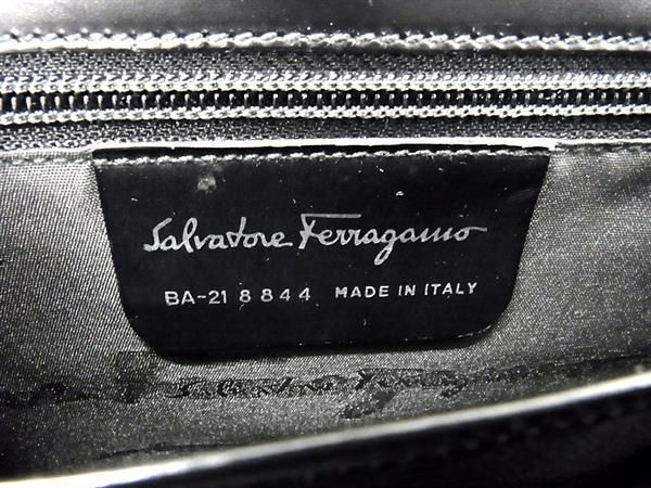 1円 Salvatore Ferragamo フェラガモ BA-21 8844 ガンチーニ レザー 2WAY ハンドバッグ ショルダー 肩掛け レディース ブラック系 AY1289の画像6
