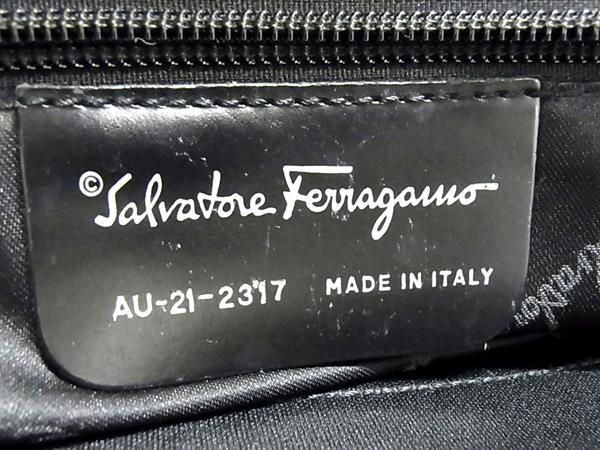 1円 Salvatore Ferragamo フェラガモ AU-21 2317 ガンチーニ柄 ナイロンキャンバス トートバッグ ショルダー ブラック系 FC2872の画像6