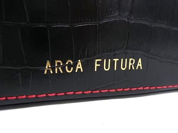 ■新品同様■ ARCAFUTURA アルカフトゥーラ クロコダイル型押しレザー ハンドバッグ 時計用ケース ウォッチケース ブラック系 BI1398の画像9
