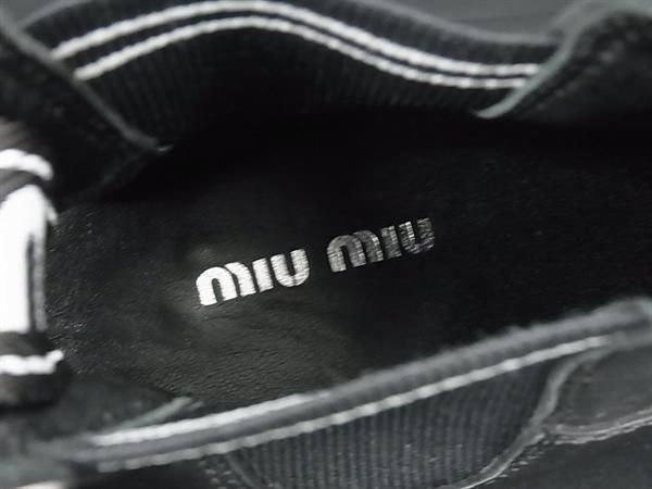 1円 ■美品■ miumiu ミュウミュウ レザー スニーカー サイズ35(約22.0cm) シューズ 靴 レディース ブラック系×ホワイト系 FC3363の画像6
