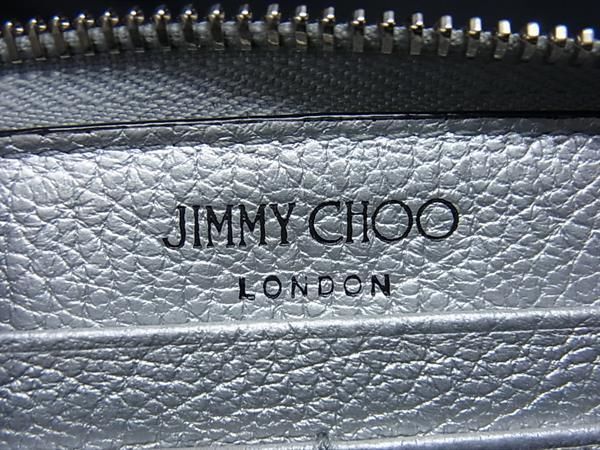 1円 ■美品■ JIMMY CHOO ジミーチュウ フィリパ スタースタッズ レザー ラウンドファスナー 長財布 ウォレット シルバー系 FC4111_画像5