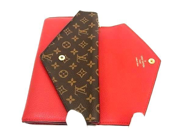 1円 ■美品■ LOUIS VUITTON ルイヴィトン M54317 モノグラム ポルトフォイユ ドゥブル V 二つ折り 長財布 ウォレット レッド系 FC3587_画像3