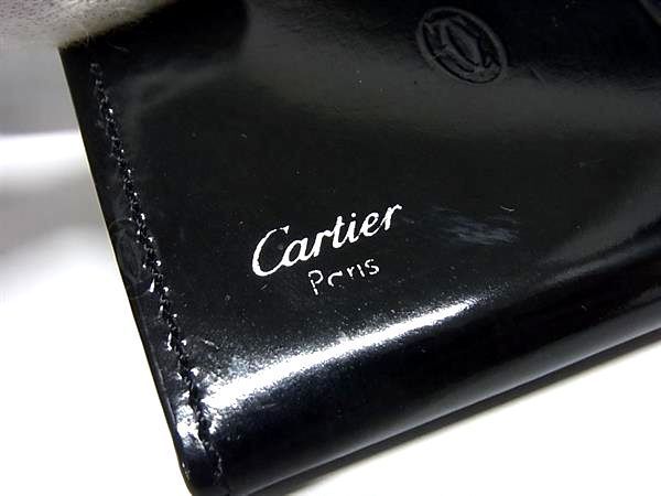 1円 Cartier カルティエ ハッピーバースデー パテントレザー カードケース カード入れ 名刺入れ メンズ レディース ブラック系 AW5856の画像5