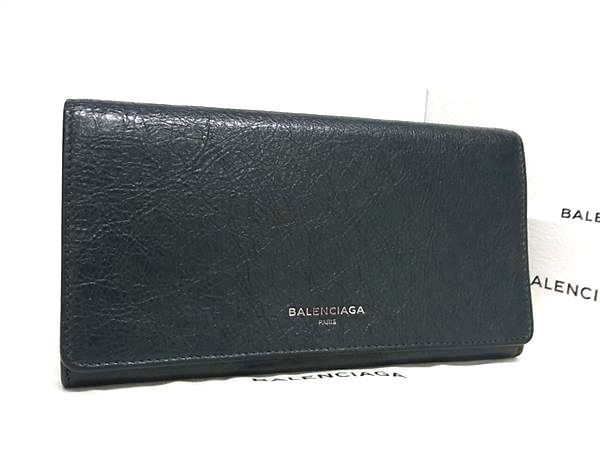 1円 BALENCIAGA バレンシアガ 542008 レザー 二つ折り 長財布 ウォレット 札入れ 小銭入れ レディース メンズ ブラック系 AW4600の画像1