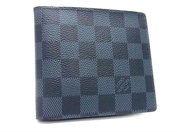 1円 ■新品同様■ LOUIS VUITTON ルイヴィトン N63213 ダミエコバルト ポルトフォイユ マルコ 二つ折り 財布 ネイビー系 FC3931_画像1