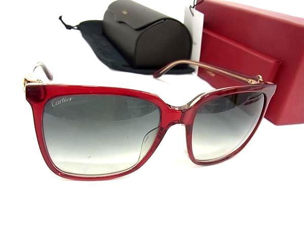 1円 ■極美品■ Cartier カルティエ 度入り サングラス メガネ 眼鏡 レディース レッド系 FC3585_画像1