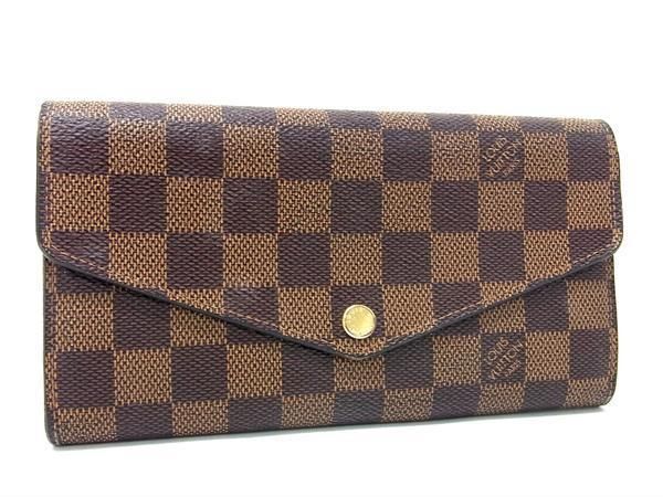 1円 LOUIS VUITTON ルイヴィトン N60531 ダミエ ポルトフォイユ サラ 二つ折り 長財布 ウォレット レディース ブラウン系 AW4294_画像1