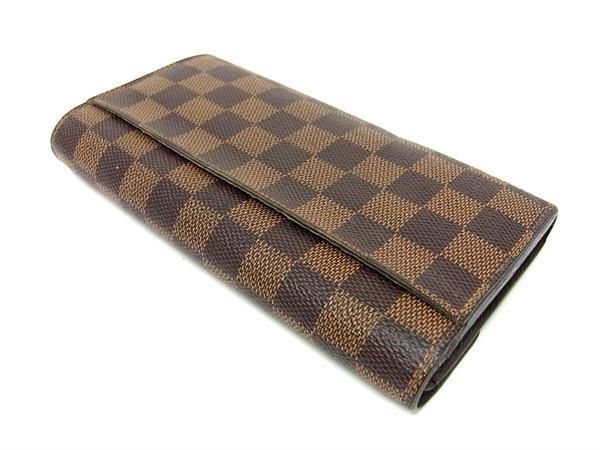 1円 LOUIS VUITTON ルイヴィトン N60531 ダミエ ポルトフォイユ サラ 二つ折り 長財布 ウォレット レディース ブラウン系 AW4294_画像2