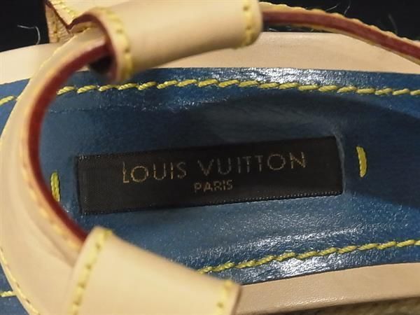 1円 ■美品■ LOUIS VUITTON ルイヴィトン モノグラムデニム ウェッジソール サンダル サイズ 38 1/2(約25.5cm) 靴 FC3706_画像6