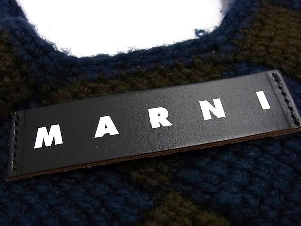 1円 ■極美品■ MARNI マルニ マーケット ニット ワンハンドル ニットバッグ ハンドバッグ レディース ブルー系×グレー系 AW6660の画像6